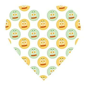 Hand Drawn Boiled Egg slices and grill sausage like smileys Seamless pattern on Stock Illustration