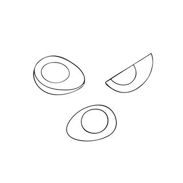 Hand-drawn boiled sliced eggs. Boiled egg vector design illustration isolat.. Stock Illustration