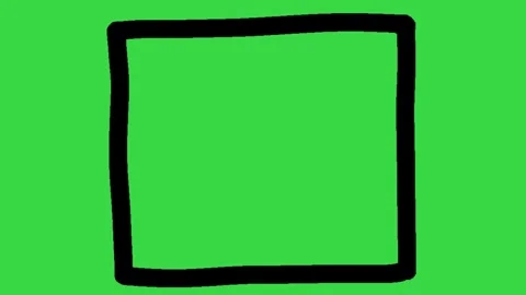 Hand Drawn Bold Black Square Frame Animation on Green Screen Background Stock Footage 339335300