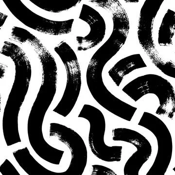 Hand drawn bold curvy lines seamless pattern. Stock Illustration