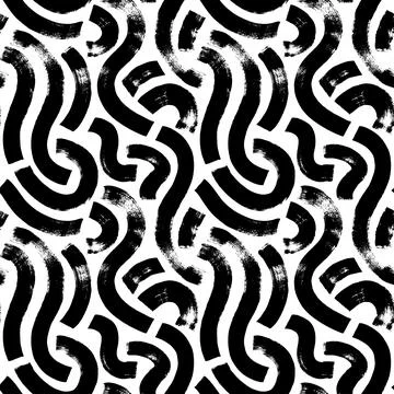Hand drawn bold curvy lines seamless pattern. Stock Illustration