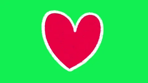 Hand Drawn Bold Red Chalk Heart Animated Effect on Green Screen Vídeo Stock 336104374