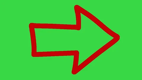 Hand Drawn Bold Red Outline Pointer Arrow Animation on Green Screen Background Видео 339335274