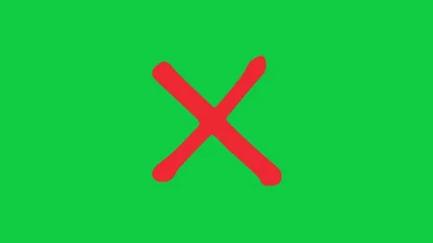 Hand drawn bold red X drawing and shaking on green screen Stock-Footage 348305441
