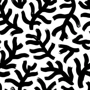 Hand drawn bold spruce branches seamless pattern. Stock Illustration