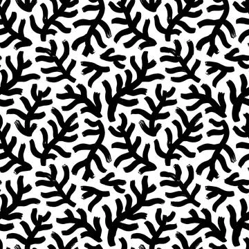 Hand drawn bold spruce branches seamless pattern. Stock Illustration