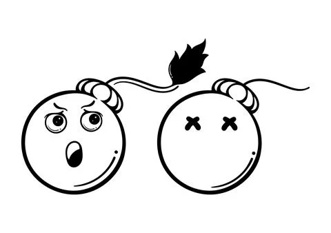 Hand drawn bomb character Stock Illustration