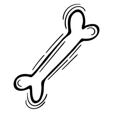Hand drawn bone. Sketched design element. Doodle Halloween bone Stock Illustration