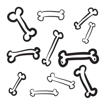 Hand drawn bone vector illustration icon set Stock Illustration
