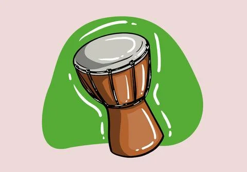 Hand drawn bongo drum cartoon style. African tam tam drum vector 库存插图