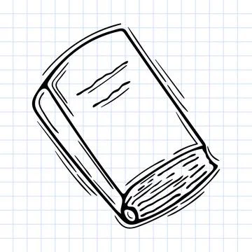 Hand drawn book. Outline icon. Sketch style. Checkered background Stock Illustration