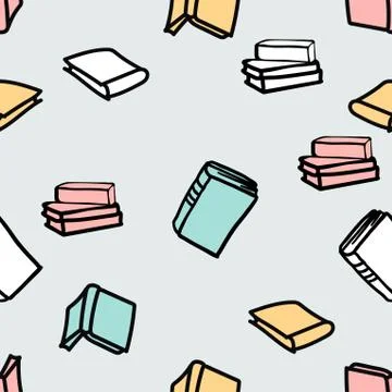 Hand drawn books Seamless vector pattern background Stock Illustration