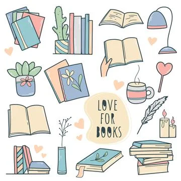 Hand drawn books set vector illustration Иллюстрация