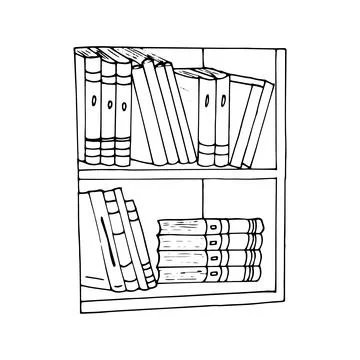 Hand-drawn bookshelf Stock Illustration