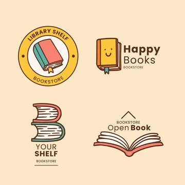 Hand drawn bookstore logo template Stock Illustration