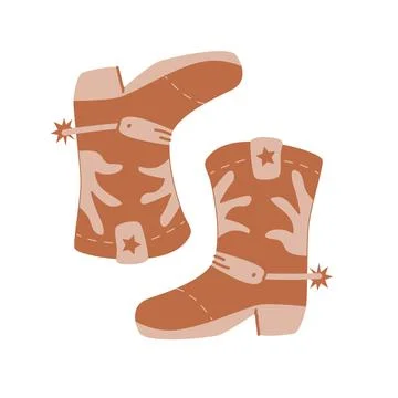 Hand drawn boots of cowboy in boho vintage style Illustrazione stock