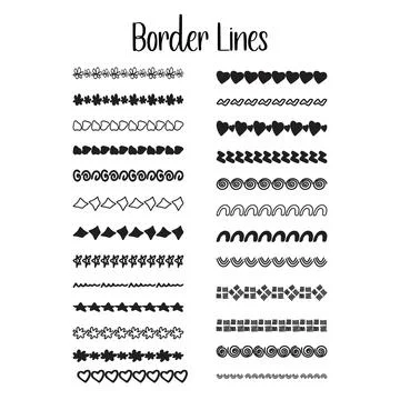 Hand Drawn Border Lines Decorative Dividers Doodle Pattern Set Collection V.. 스톡 일러스트