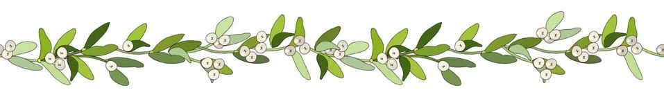 Hand drawn border with mistletoe. Vector round frame for Christmas cards and  Stock Illustration