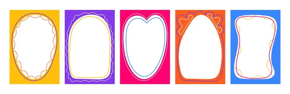 Hand drawn border set with wavy pattern. Doodle background for social media.. Stock Illustration