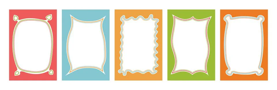 Hand drawn Border set with wavy pattern. Doodle background for social media.. 스톡 일러스트