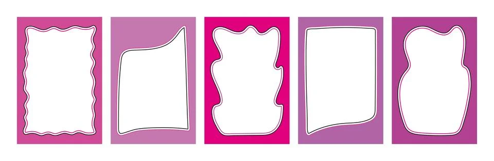 Hand drawn border set with wavy pattern. Doodle background for social media.  Stock Illustration