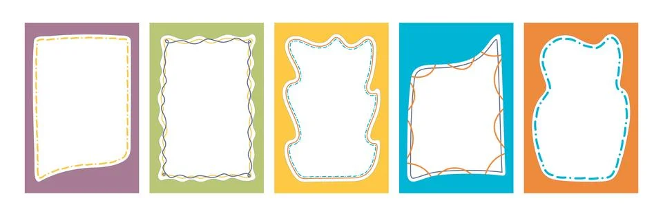 Hand drawn border set with wavy pattern. Doodle background for social media.. 스톡 일러스트