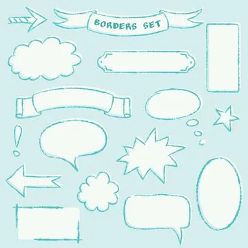 Hand-drawn borders set Stock Illustration