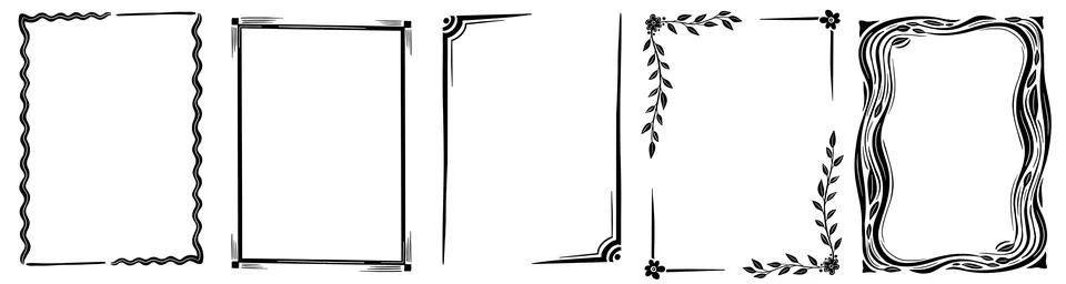 Hand drawn borders set vector illustration 스톡 일러스트