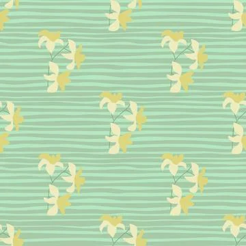 Hand drawn botanic seamless pattern with simple green hawaii flower shapes. G Stock Illustration