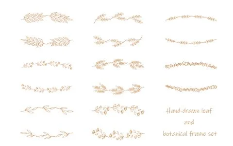 Hand-Drawn Botanical Bracket Frame Set Illustrazione stock