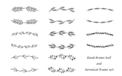 Hand-Drawn Botanical Bracket Frame Set Illustrazione stock