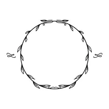 Hand-drawn botanical circle frame for wedding invitations Stock Illustration