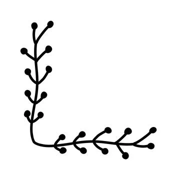 Hand-Drawn Botanical Corner Element, Minimalist Doodle Floral Design for Stockillustratie