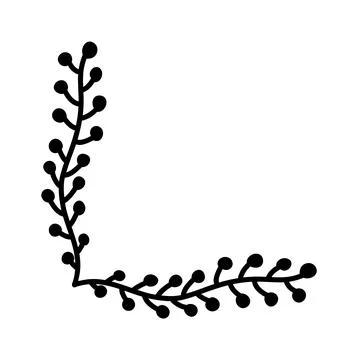 Hand-Drawn Botanical Corner Element, Minimalist Doodle Floral Design for Illustrazione stock