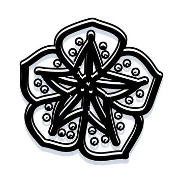 Hand drawn botanical doodle element with shadow effect Illustrazione stock