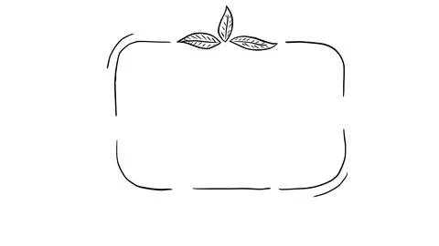 Hand drawn botanical doodle frame with leaves minimal line art rectangle bo.. Stock-Illustration