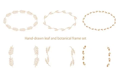 Hand-Drawn Botanical Frame Set with Oval and Bracket Styles Stock-Illustration