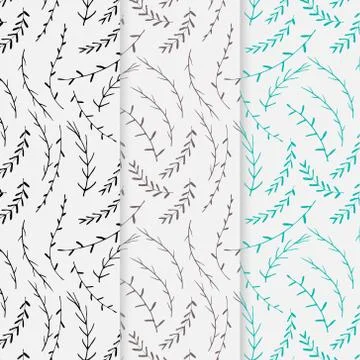 Hand drawn botanical pattern background, Floral decorative pattern, Vector il Stock Illustration