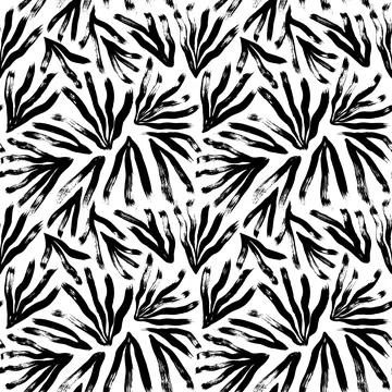 Hand drawn botanical seamless pattern with leaves. Stock Illustration
