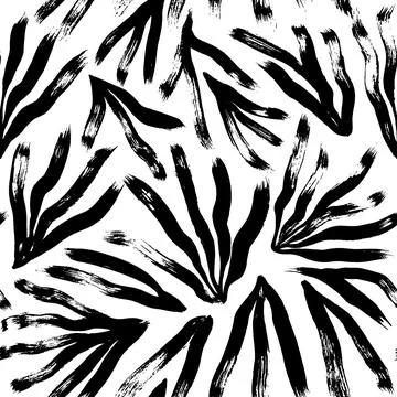 Hand drawn botanical seamless pattern with leaves. Stock Illustration