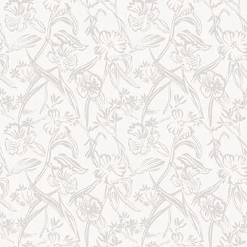 Hand drawn botanical textile pattern design in light beige for fashion and .. Stock Illustration