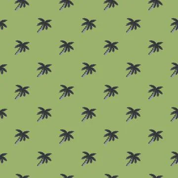 Hand drawn botany exotic seamless pattern with doodle coconut palm tree ornam 스톡 일러스트