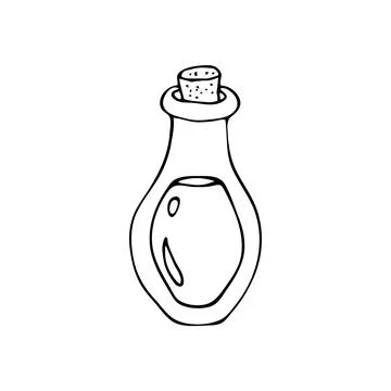 Hand-drawn bottle with a cork Stock Illustration