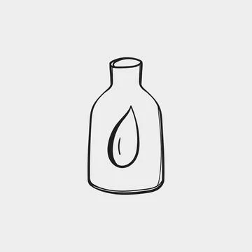 Hand Drawn Bottle with Liquid Drop Icon Stock Illustration