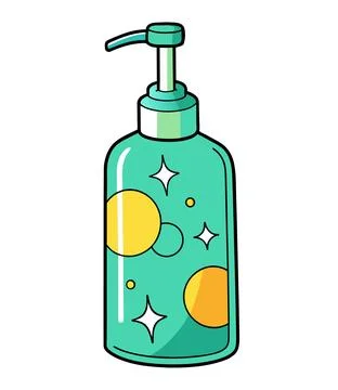 Hand drawn bottle with liquid soap Stock Illustration