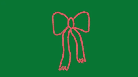 Hand-Drawn Bow 2D Animation Green Screen | Cute Hand-Drawn Bow Motion Overlay Stock-Footage 327294352