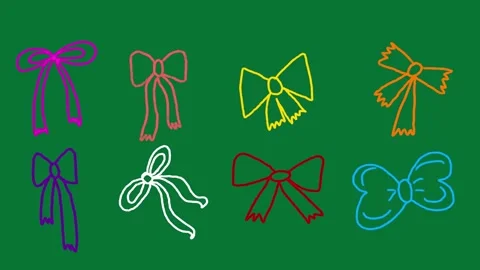 Hand-Drawn Bow 2D Animation Green Screen | Cute Hand-Drawn Bow Motion Overlay Stock-Footage 327294466