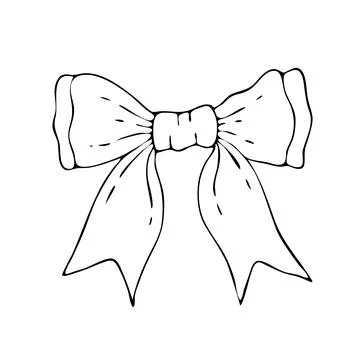 Hand drawn bow, doodle line beautiful bow. Stock Illustration