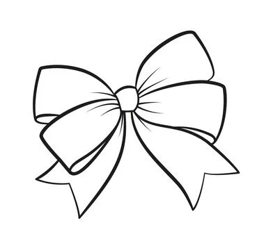 Hand drawn bow doodle style. Hand drawn black and white isolated logo Stock Illustration
