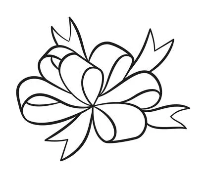Hand drawn bow doodle style. Hand drawn black and white isolated logo Stock Illustration